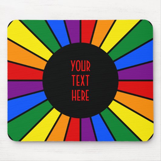 RAINBOW FLAG BUTTON RAYS + uw teken of tekst Muismat (Voorkant)