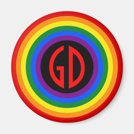 RAINBOW FLAG BUTTON + uw teken of monogram Magneet (Voorkant)