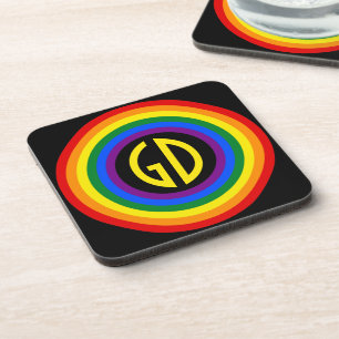 RAINBOW FLAG BUTTON + uw teken of monogram Onderzetter