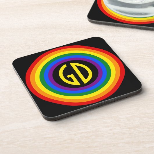 RAINBOW FLAG BUTTON + uw teken of monogram Onderzetter (Linkerzijde)