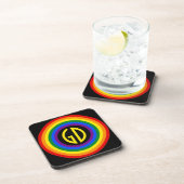 RAINBOW FLAG BUTTON + uw teken of monogram Onderzetter (Rechterzijde)