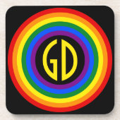 RAINBOW FLAG BUTTON + uw teken of monogram Onderzetter (Voorkant)