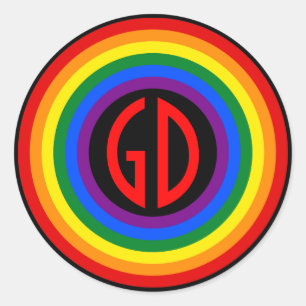 RAINBOW FLAG BUTTON + uw teken of monogram Ronde Sticker