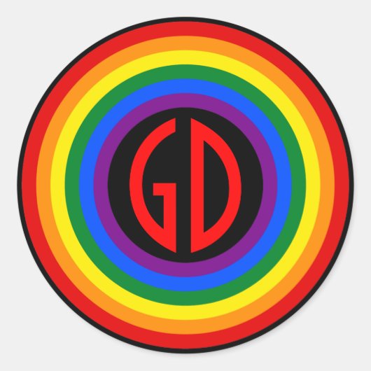 RAINBOW FLAG BUTTON + uw teken of monogram Ronde Sticker (Voorkant)