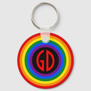 RAINBOW FLAG BUTTON + uw teken of monogram Sleutelhanger