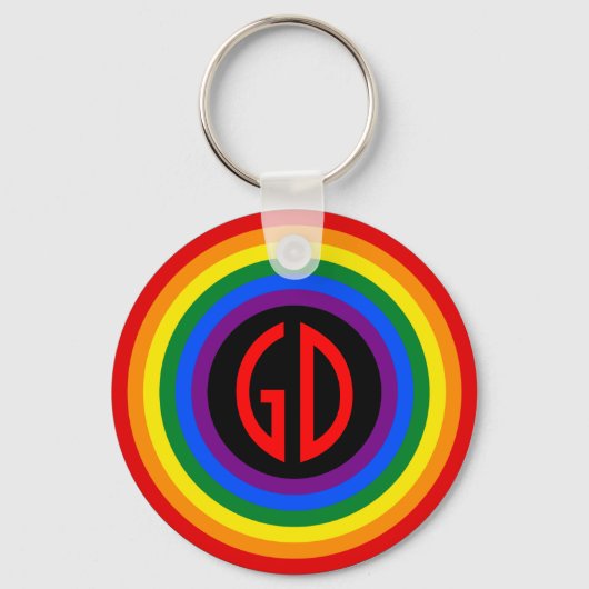 RAINBOW FLAG BUTTON + uw teken of monogram Sleutelhanger (Voorkant)