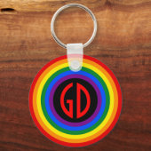 RAINBOW FLAG BUTTON + uw teken of monogram Sleutelhanger (Voorkant)