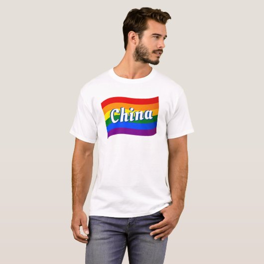 Rainbow Flag China Chinese Gay Pride LGBT LGBTQ T-shirt (Voorkant volledig)
