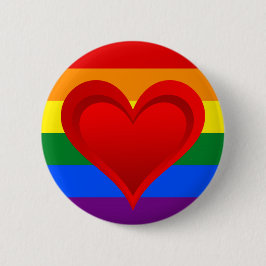 RAINBOW FLAG COLOREN & rood hart + uw ideeën Ronde Button 5,7 Cm