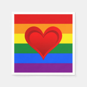 RAINBOW FLAG COLOREN & rood hart + uw ideeën Servetten