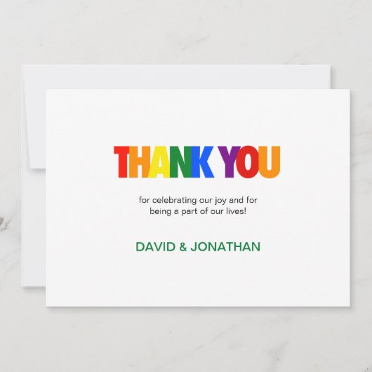Rainbow Flag Colors Gay Wedding Bedankt Kaart (Voorkant)