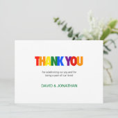 Rainbow Flag Colors Gay Wedding Bedankt Kaart (Staand voorkant)