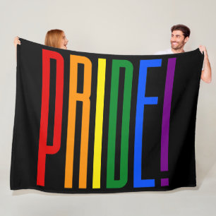 Rainbow Flag Colors Typografie LGBT Gay Pride Fleece Deken