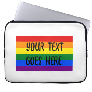 Rainbow Flag "creëer Your Own" Aangepaste tekst Laptop Sleeve