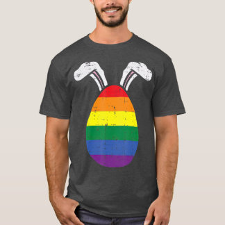 Rainbow Flag Egg Bunny Ears Gay Pride Easter LGB T-shirt