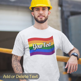 Rainbow Flag Flying Voeg Jouw tekst Gay Pride LGBT T-shirt