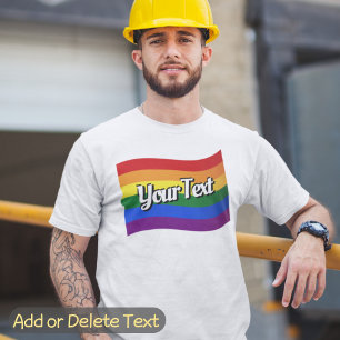 Rainbow Flag Flying Voeg Jouw tekst Gay Pride LGBT T-shirt