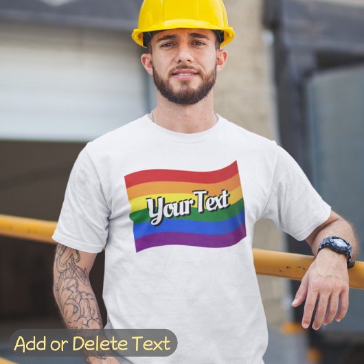 Rainbow Flag Flying Voeg Jouw tekst Gay Pride LGBT T-shirt