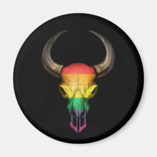 Rainbow Flag Gay Pride Bull Skull op Black Magneet