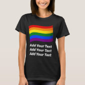 Rainbow Flag Gay Pride Flag Custom Text LGBT Queer T-shirt (Voorkant)