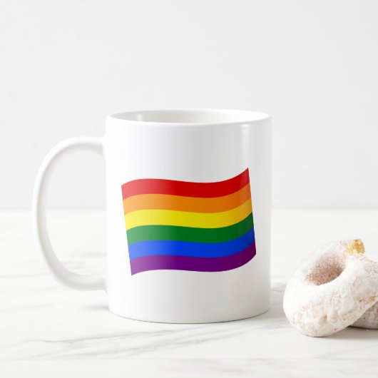 Rainbow Flag Gay Pride LGBT LGBTQ liefde is liefde Koffiemok (Met donut)