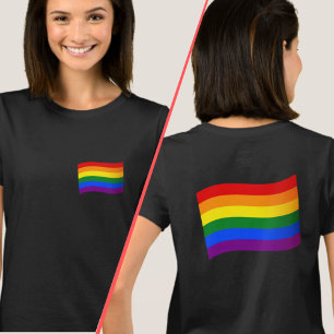 Rainbow Flag Gay Pride LGBT LGBTQ voor/achter T-shirt