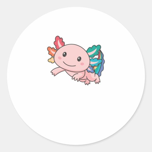 Rainbow Flag Gay Pride Lgbtq Axolotl Ronde Sticker (Voorkant)
