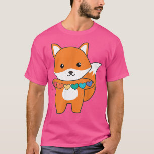 Rainbow Flag Gay Pride Lgbtq Hearts Fox T-shirt