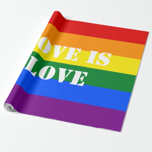 Rainbow Flag Gay Pride LGBTQ Love is Love Cadeaupapier (Uitgerold)