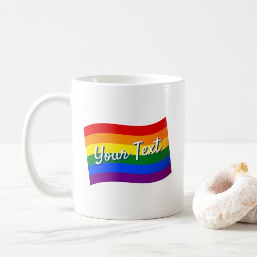 Rainbow Flag Gay Pride LGBTQ Pride douanetekst Koffiemok (Met donut)