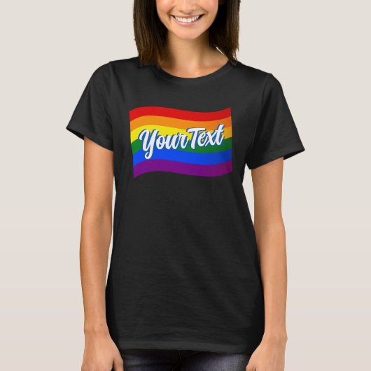 Rainbow Flag Gay Pride LGBTQ Pride douanetekst T-shirt (Voorkant)