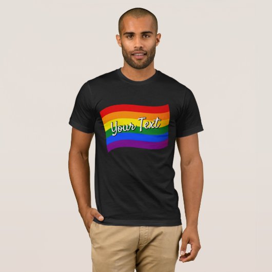 Rainbow Flag Gay Pride LGBTQ Pride douanetekst T-shirt (Voorkant volledig)