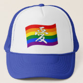 Rainbow Flag Gay Pride LOVE in Kanji en Chinees Trucker Pet (Voorkant)