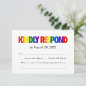 Rainbow Flag Gay Wedding Response RSVP Kaartje (Staand voorkant)