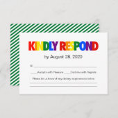 Rainbow Flag Gay Wedding Response RSVP Kaartje (Voorkant / Achterkant)