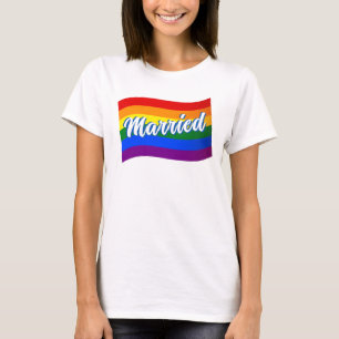 Rainbow Flag Gehuwd homohuwelijk Gay Pride LGBT T-shirt