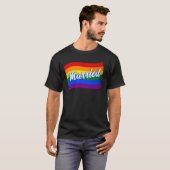Rainbow Flag Gehuwd homohuwelijk Gay Pride LGBT T-shirt (Voorkant volledig)