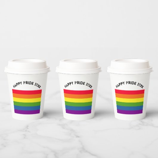 Rainbow Flag Gelukkig LGBT Pride Aangepaste Tekst Papieren Bekers (Multi)