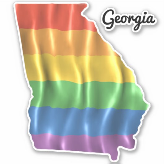 Rainbow Flag Georgia GA State Outline Sticker (Voorkant)