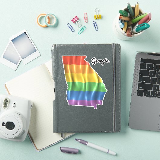 Rainbow Flag Georgia GA State Outline Sticker (iPad Cover)