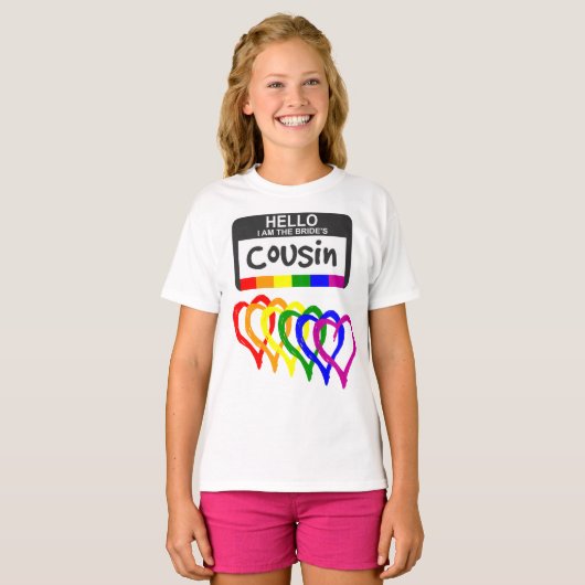Rainbow Flag harten bride neef T-shirt (Voorkant volledig)