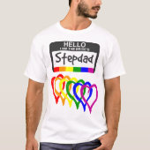 Rainbow Flag harten Bride Stepdad Name Badge T-shirt (Voorkant)