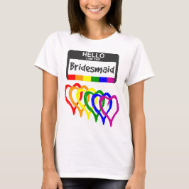 Rainbow Flag harten Bridesmaid Name Badge Wedge T-shirt