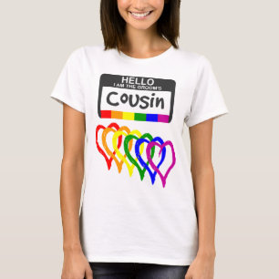 Rainbow Flag harten Groom Neef Name Badge T-shirt