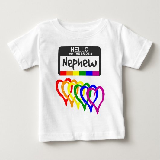 Rainbow Flag Hearts Bride Nephew Name Badge (Voorkant)
