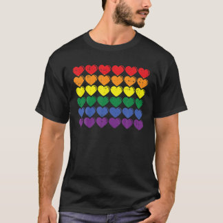 Rainbow Flag Hearts Love Gay Pride Cute LGBT Manne T-shirt