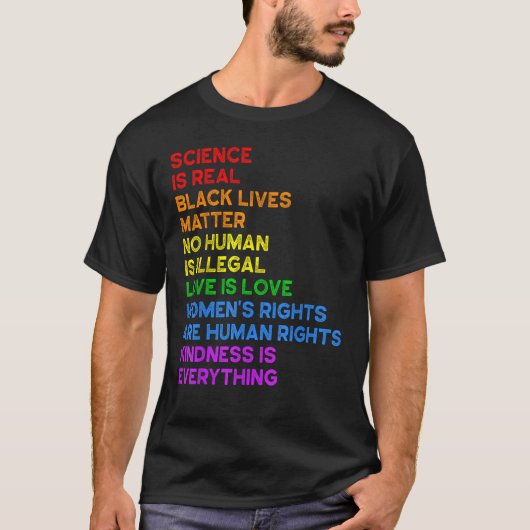 Rainbow Flag Human Rights Womens & Gay Rights LGBT T-shirt (Voorkant)
