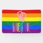Rainbow Flag Lesbian Pride LGBT Love Spandoek (Horizontaal)