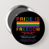 Rainbow Flag LGBTQ Pride is Freedom Gay Rights Ronde Button 4,0 Cm (Voorkant /achterkant)