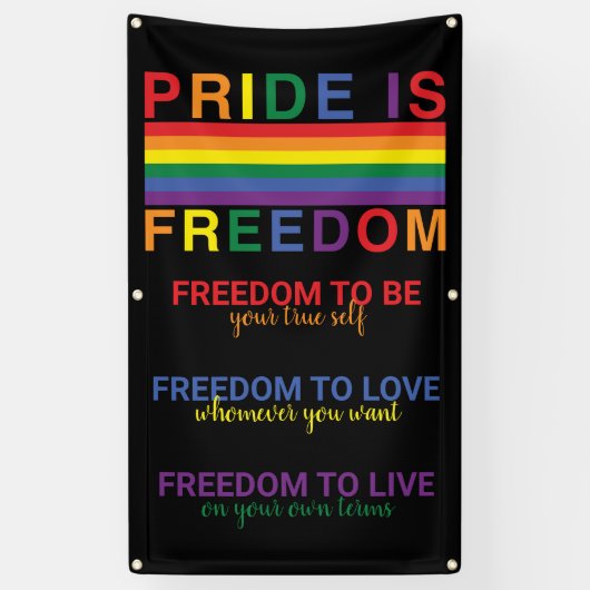 Rainbow Flag LGBTQ Pride is Freedom Gay Rights Spandoek (Verticaal)